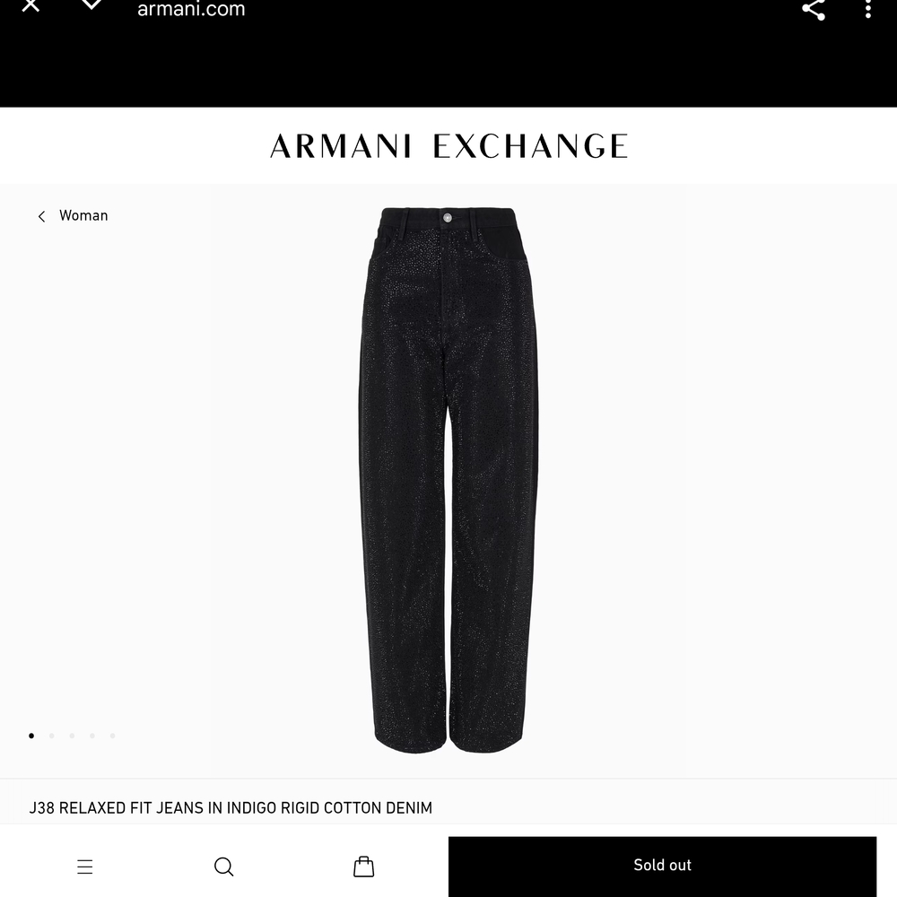 Armani Exchange Black Rhinestone Relaxed Fit Jeans